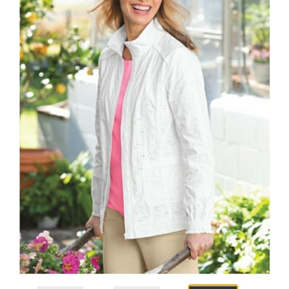 Appleseed's Jackets & Coats Appleseeds White Eyelet Utility Jacket